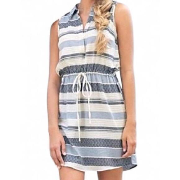 Mud Pie Savannah Sleeveless Shirtdress Women’s Size M Coastal Chic Stripe Cotton - Picture 1 of 9